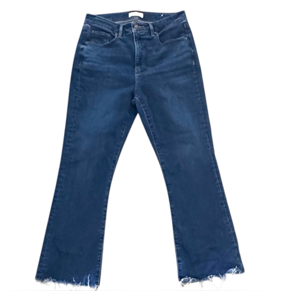 LOFT Size 30/10 Curvy High Rise Kick Crop Jeans Medium Wash Raw Hem